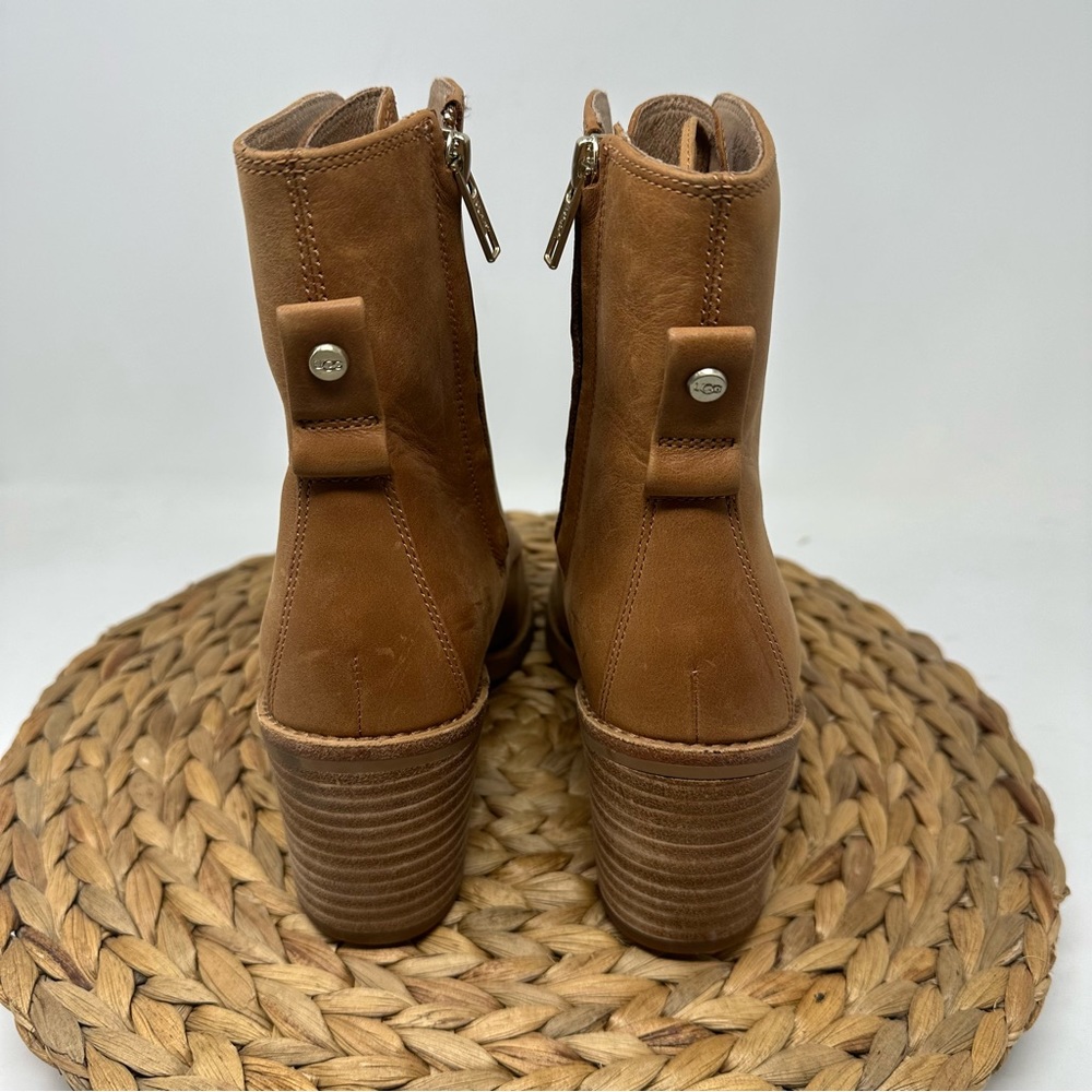 UGG Leather Oriana Lace Up Ankle Boot Chestnut Tan Size 6.5 - Picture 7 of 8